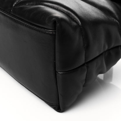 Saint Laurent Lambskin Quilted Medium Loulou Puffer Monogram Chain Satchel Black 9 of 9