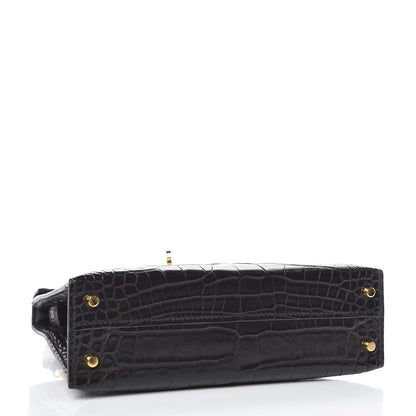 Hermes Matte Alligator Mini Kelly Sellier 20 Black 5 of 33