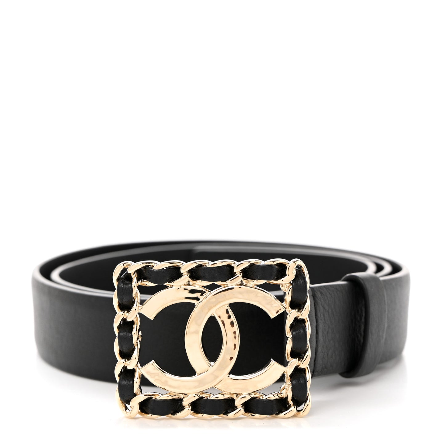 Lambskin CC Chain Belt 75 30 Black Gold