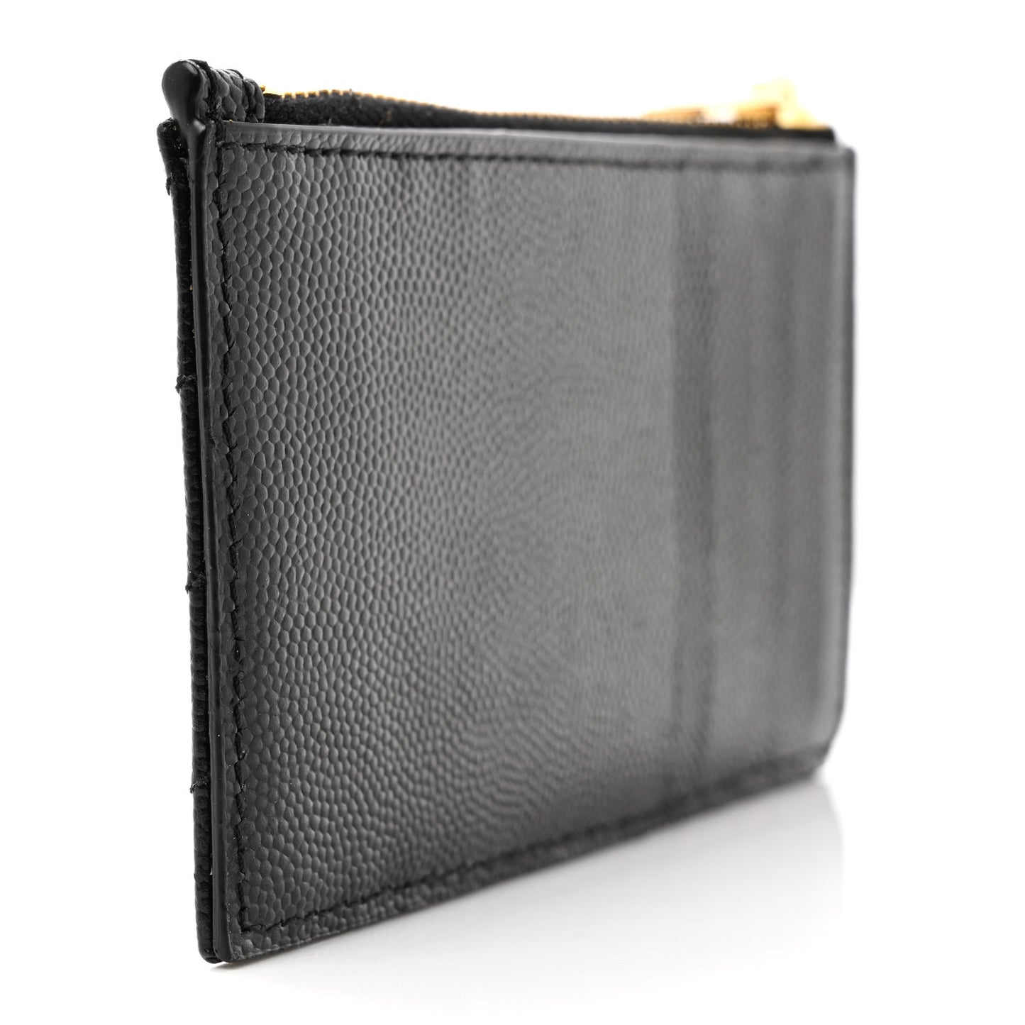 Grain De Poudre Matelasse Chevron Monogram Fragments Zippered Card Case Black