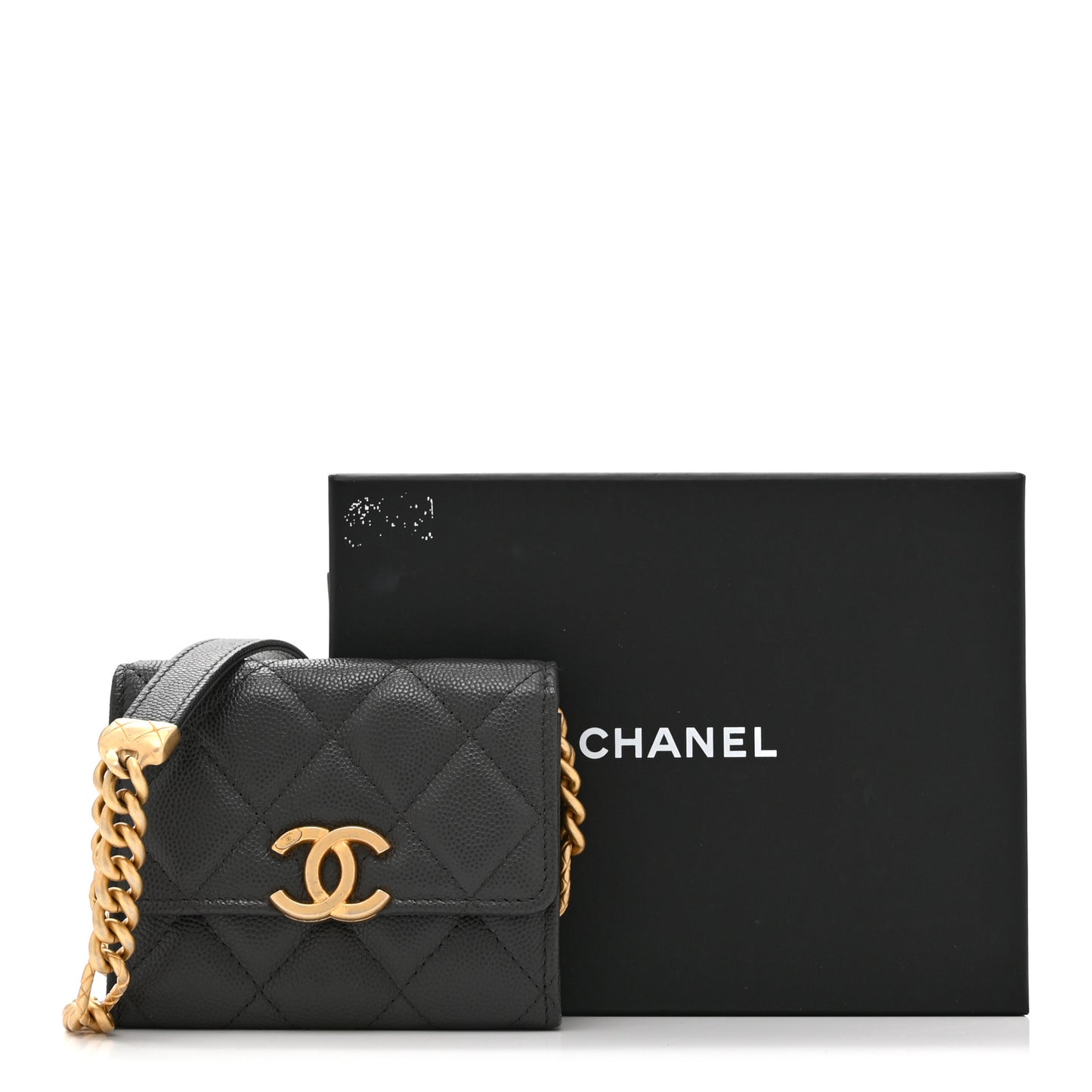 Caviar Quilted Bracelet On Chain Clutch Grey