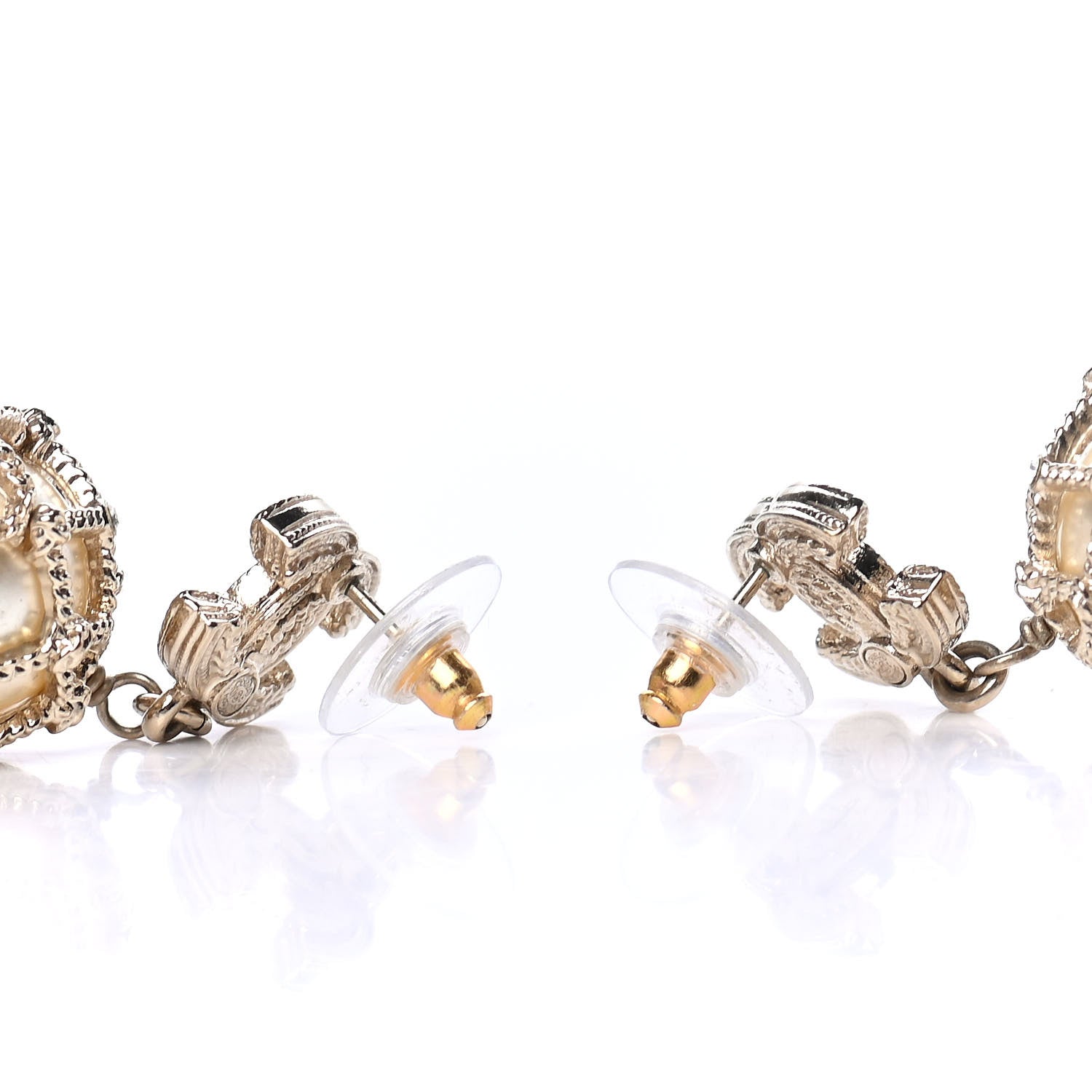 Chanel Pearl Caged CC Drop Earrings Gold 3 of 4