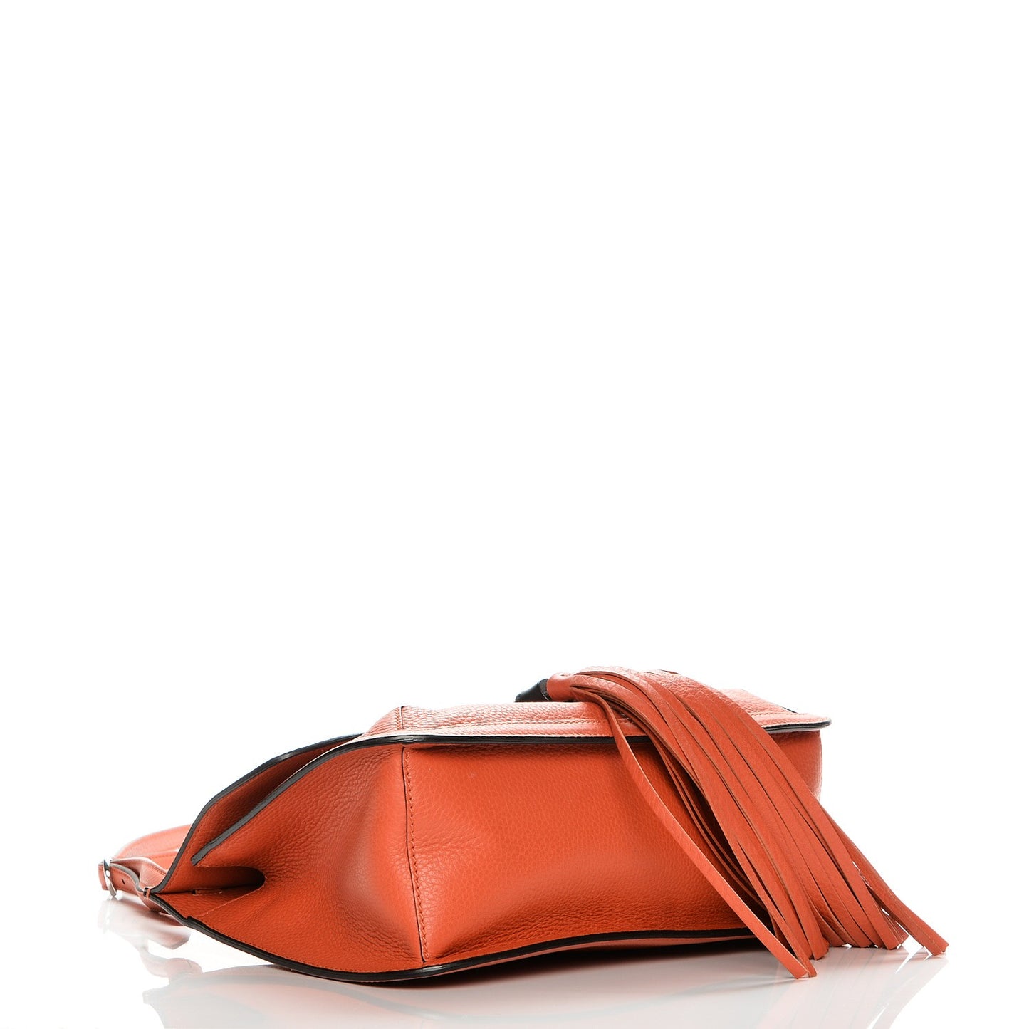 Cellarius Calfskin Medium Bamboo Daily Flap Shoulder Bag New Dark Orange