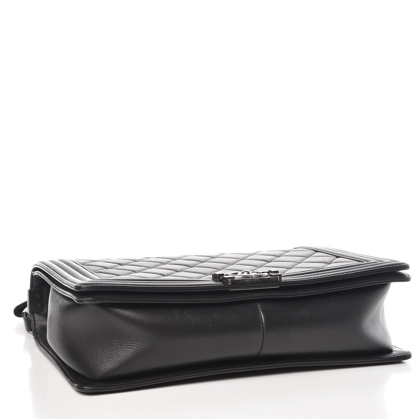 Calfskin Quilted Large Boy Flap Black