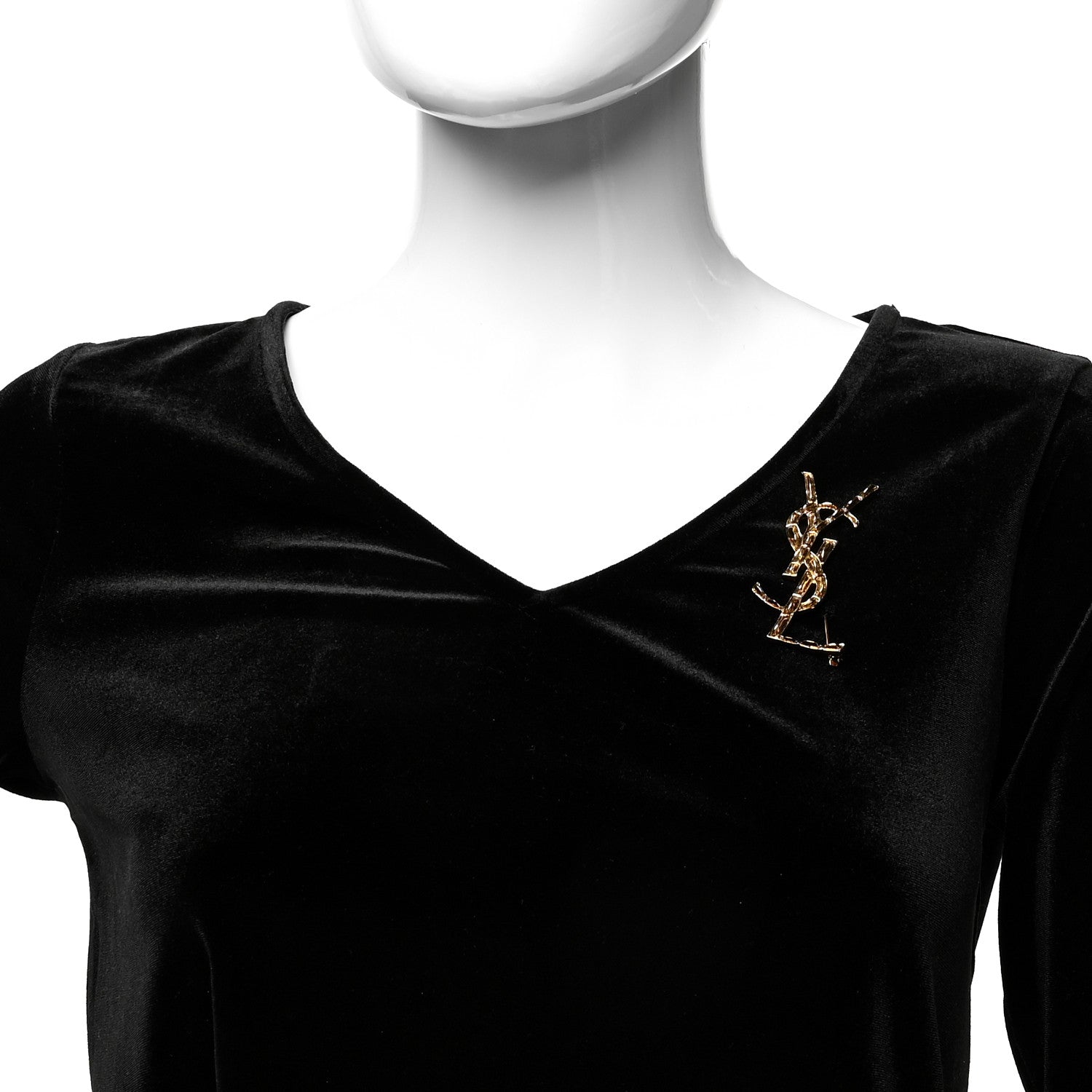 Saint Laurent Monogram Crocodile Opyum Brooch Gold 2 of 4