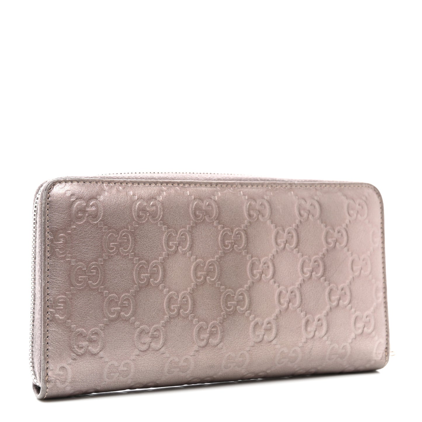 Metallic Guccissima Twins Zip Around Organizer Wallet Light Pink