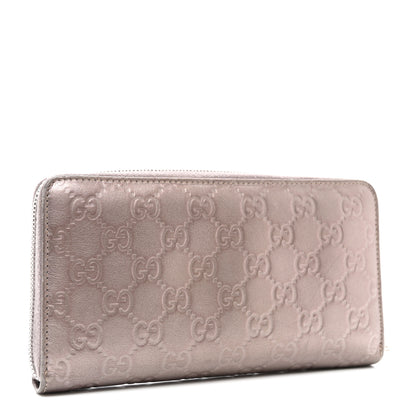 Gucci Metallic Guccissima Twins Zip Around Organizer Wallet Light Pink 3 of 9