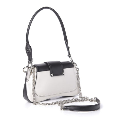 Prada City Calfskin Sidonie Shoulder Bag White Black 4 of 11