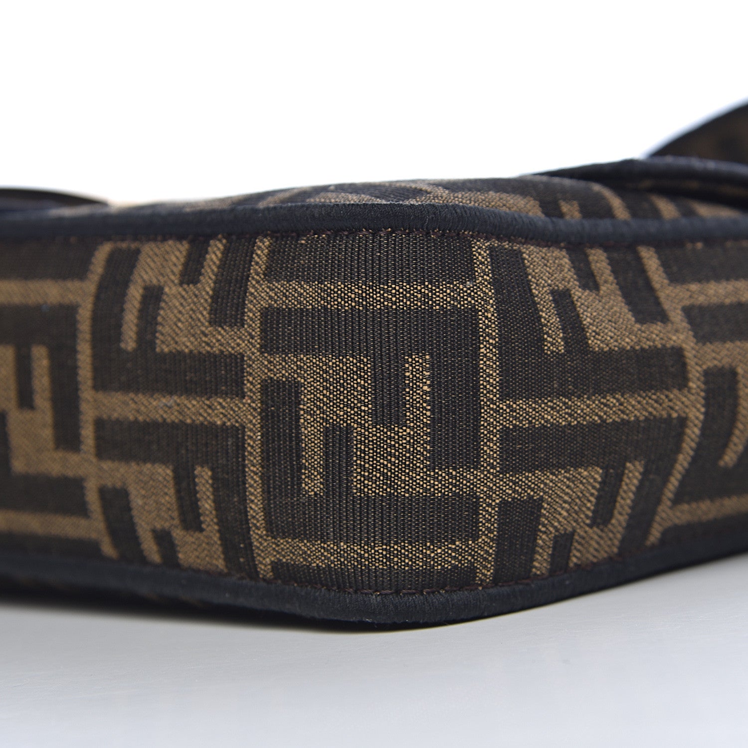 Fendi Fabric Jacquard FF 1974 Medium Baguette Tobacco Moro Black 9 of 10
