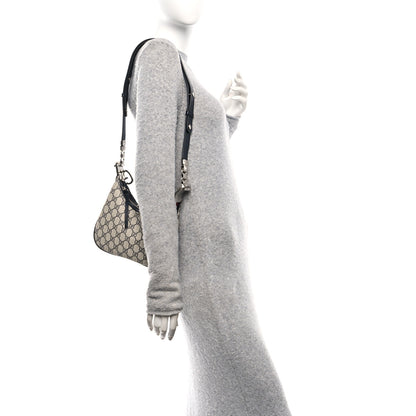 Gucci GG Supreme Monogram Textured Calfskin Web Small Attache Shoulder Bag Beige Blue 3 of 21