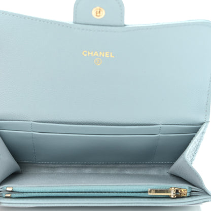 Chanel Caviar Quilted Medium Gusset Flap Wallet Light Blue 4 of 9