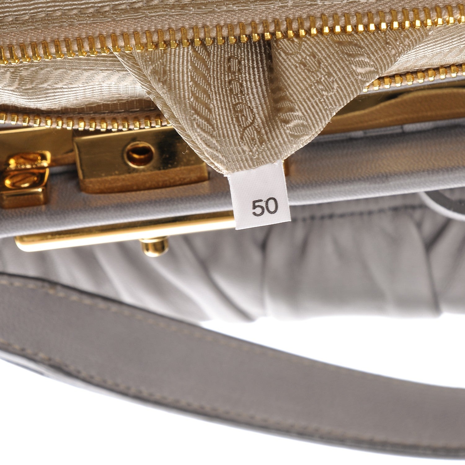 Prada Nappa Dressy Gaufre Framed Tote Nuvola 7 of 7