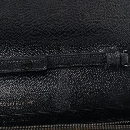 Saint Laurent Grain De Poudre Matelasse Chevron Monogram Chain Wallet Black 13 of 14
