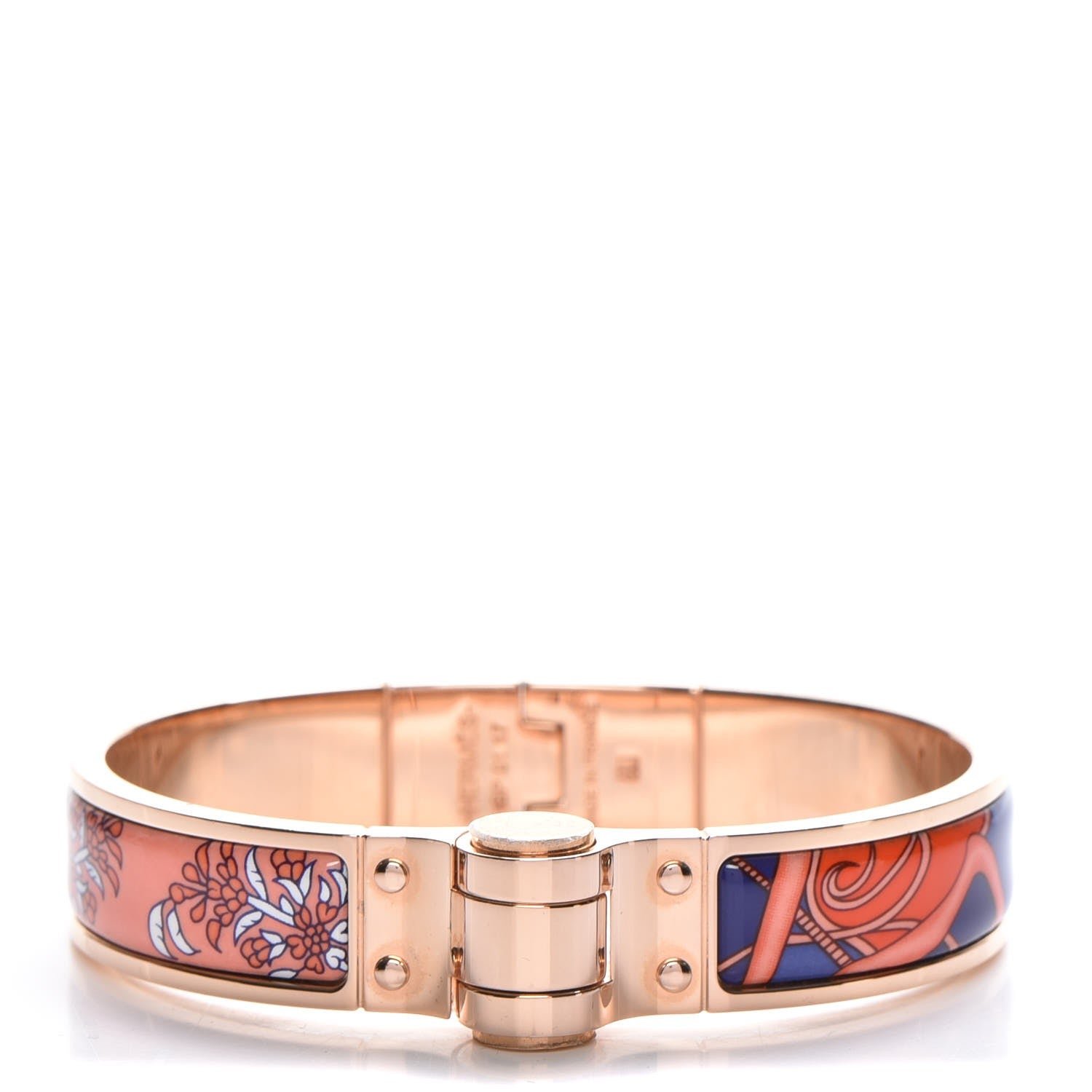 Hermes Enamel Printed Narrow Coup De Fouet Au Bloc Hinged Bracelet S Rayon X 1 of 6