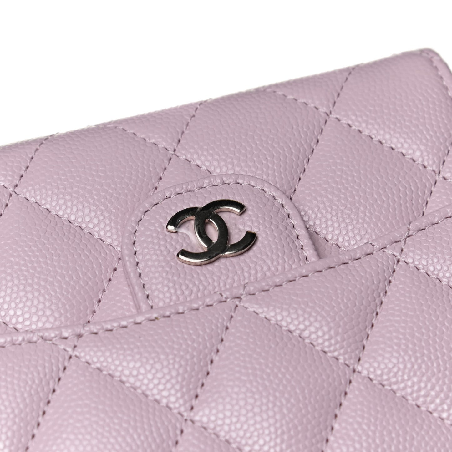 Caviar Quilted Compact Flap Wallet Light Pink