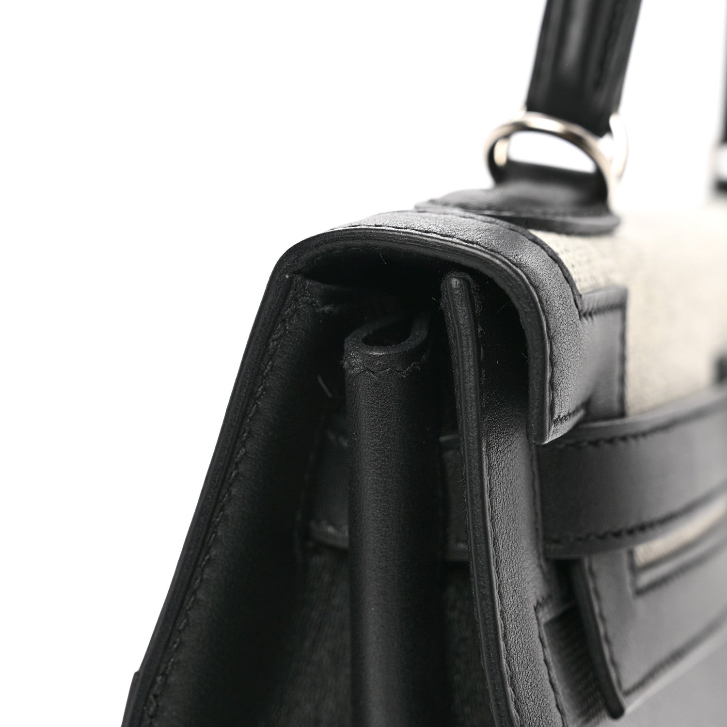 Hermes Berline Toile Swift Kelly Sellier 32 Black Ecru 10 of 11