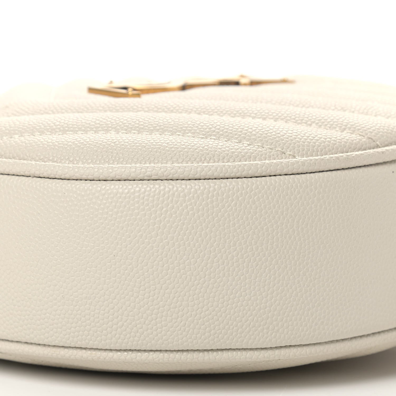Saint Laurent Grain De Poudre Matelasse Chevron Quilted Round Vinyle Camera Bag Crema Soft 9 of 11
