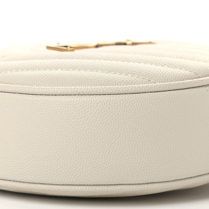 Saint Laurent Grain De Poudre Matelasse Chevron Quilted Round Vinyle Camera Bag Crema Soft 9 of 11