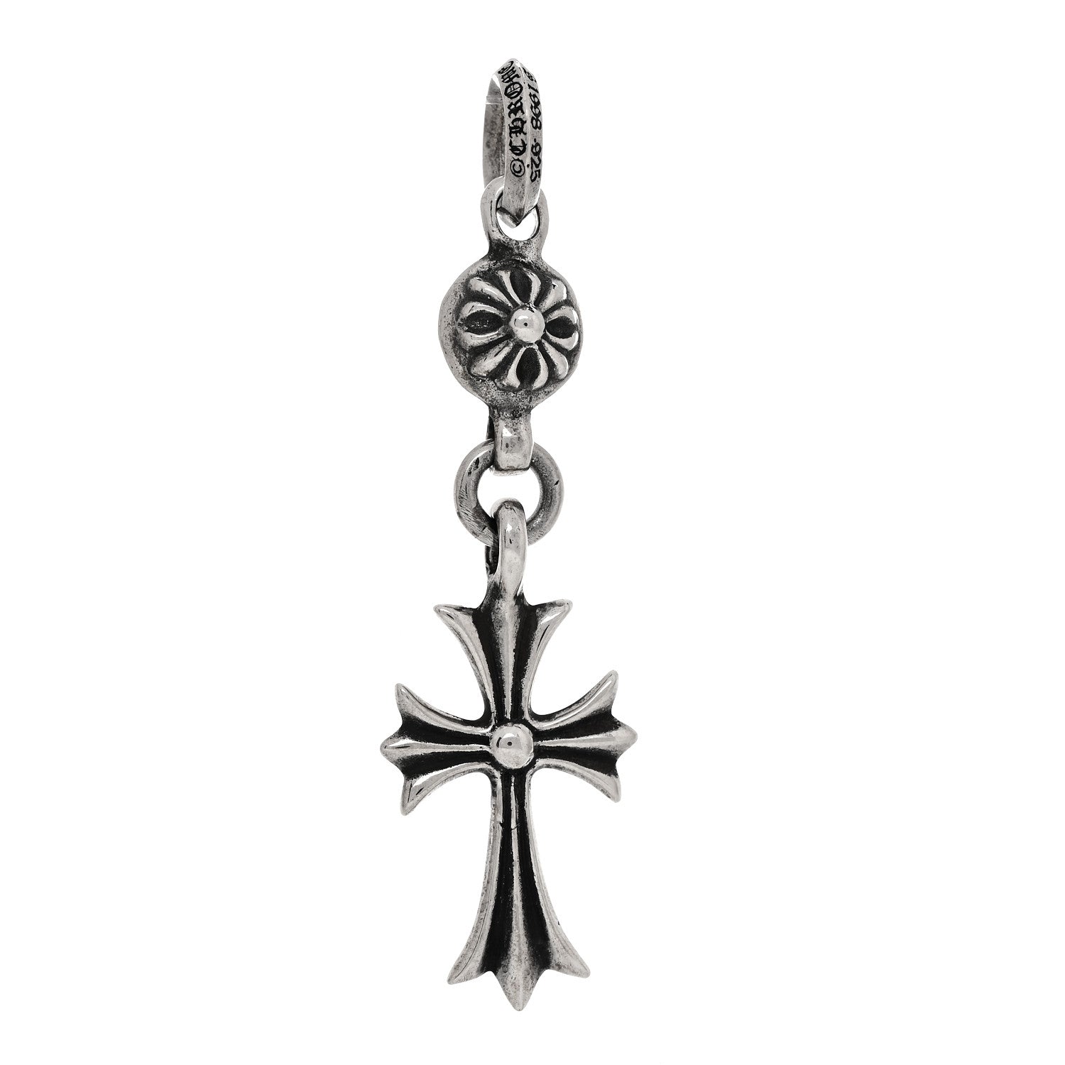 Chrome Hearts Sterling Silver Tiny Cross Long Pendant 1718593