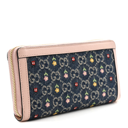 Gucci New Denim GG Monogram Calfskin Love Parade Zip Around Wallet Light Pink 3 of 7