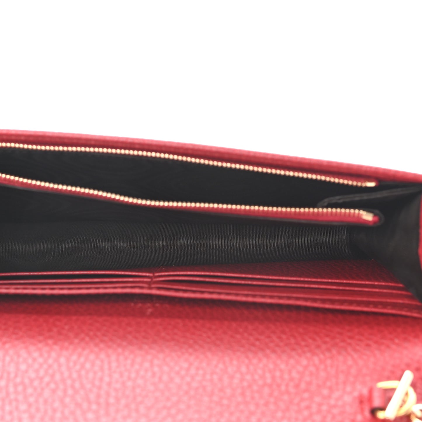 Dollar Calfskin Mini GG Marmont Chain Wallet Hibiscus Red