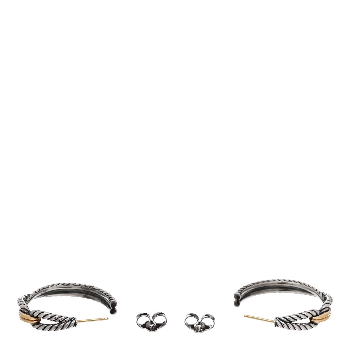 Sterling Silver 18K Yellow Gold Cable Loop Hoop Earrings