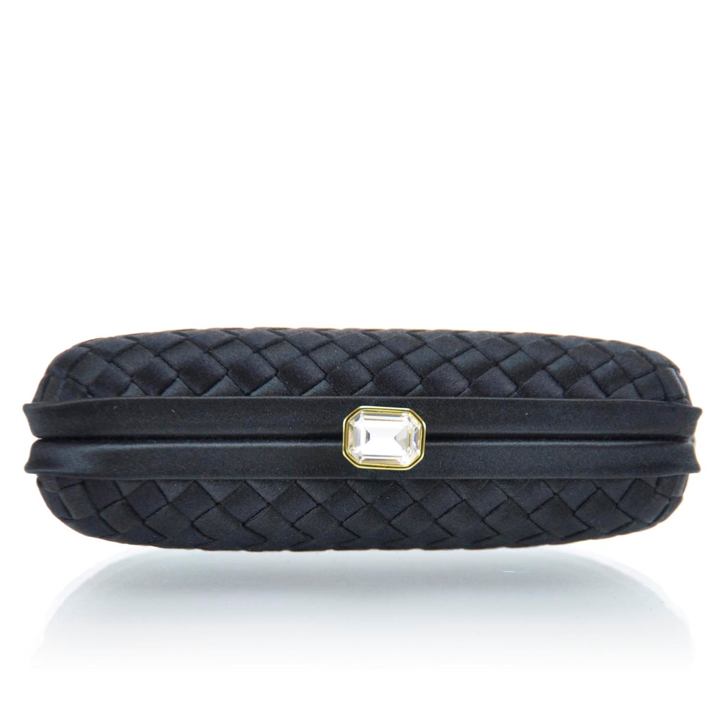 Satin Woven Evening Clutch Bag Black