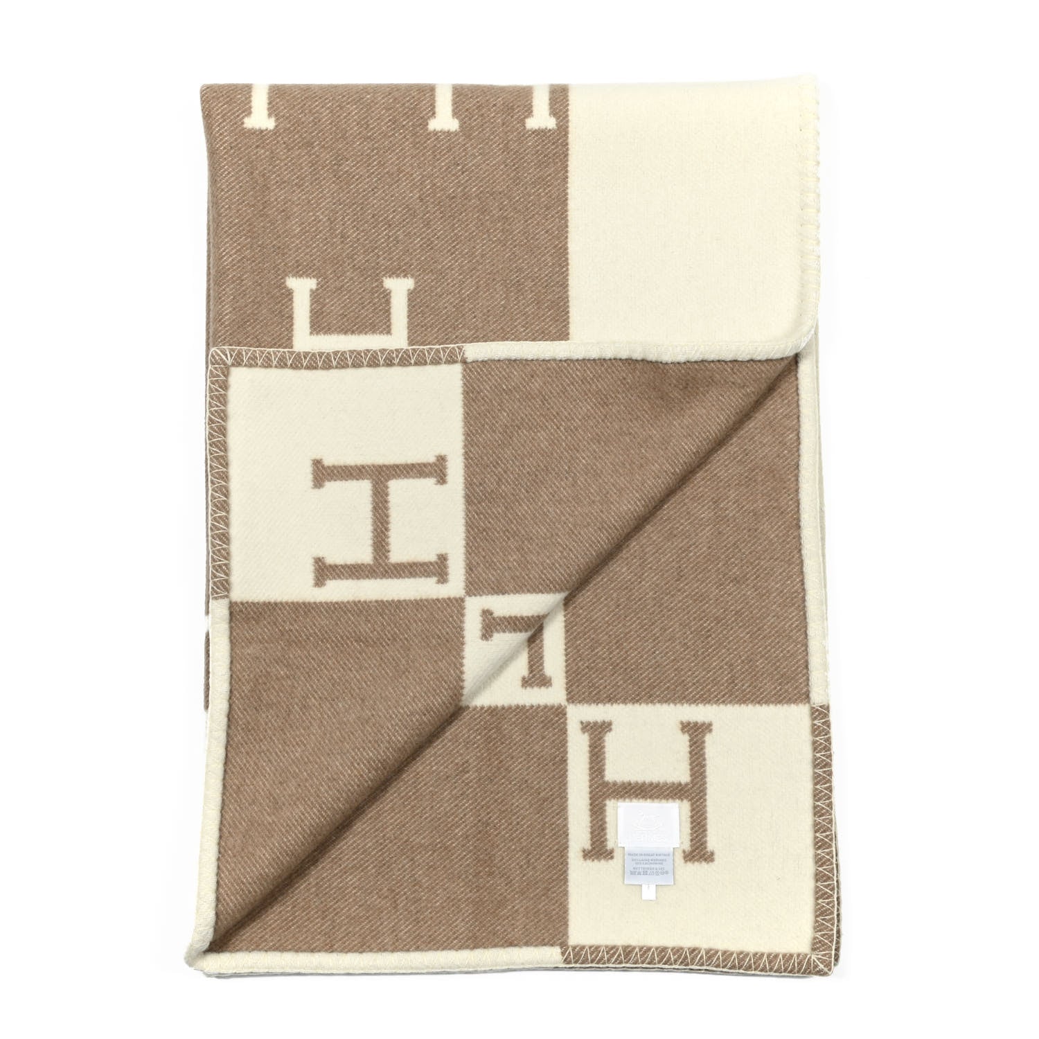 Hermes Wool Cashmere Avalon Baby Blanket Noisette Moyen White 2 of 4