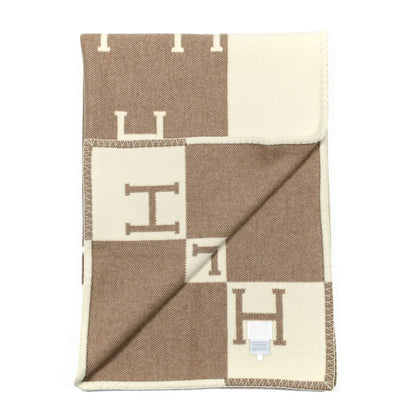 Hermes Wool Cashmere Avalon Baby Blanket Noisette Moyen White 2 of 4