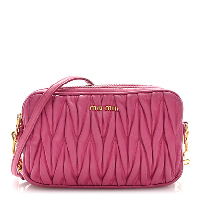 Miu Miu Vitello Lux Matelasse Double Zip Shoulder Bag Peonia 1 of 10