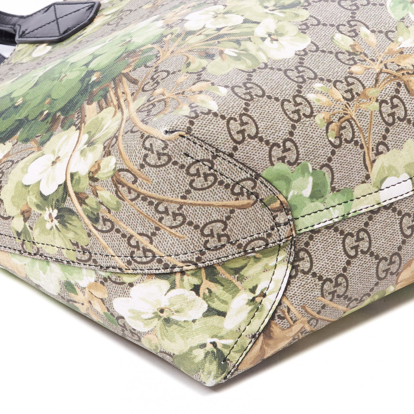 GG Supreme Monogram Blooms Medium Reversible Tote Beige New Military Black