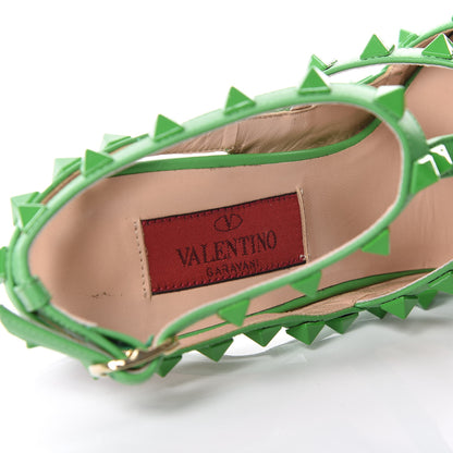 Valentino Garavani Nappa Monochrome Rockstud Ankle Strap Pumps 35.5 Green 7 of 7
