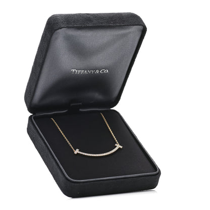 Tiffany 18K Yellow Gold Diamond Medium T Smile Pendant Necklace 7 of 7