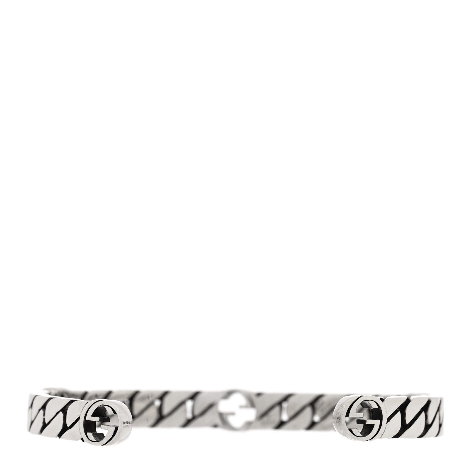 Gucci Sterling Silver Interlocking G Cuff Bracelet 2 of 4