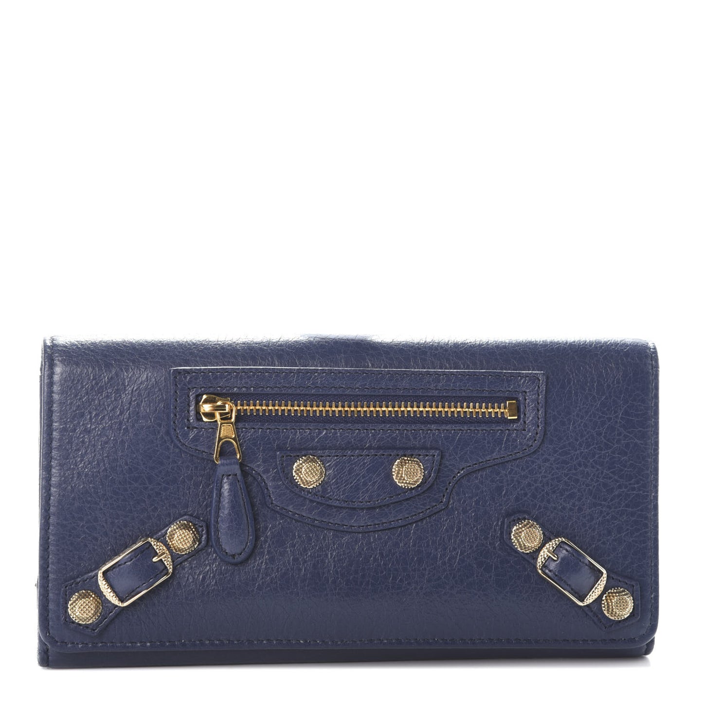 Agneau Giant 12 Gold Hardware Money Wallet Gris Chartreux