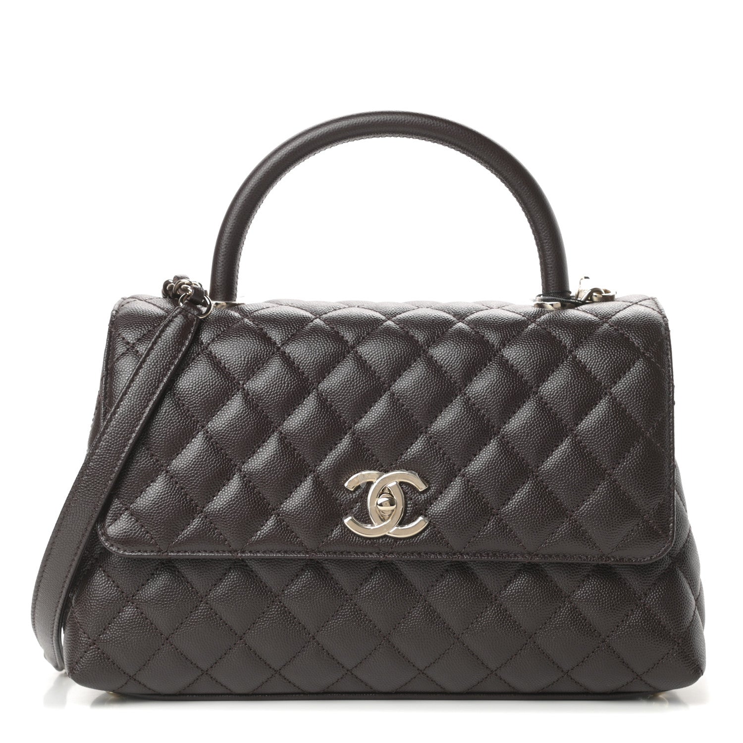 Chanel Caviar Quilted Small Coco Handle Flap Dark Brown 1 of 11