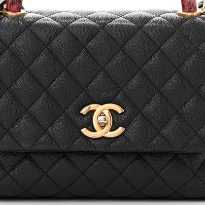 Chanel Caviar Elaphe Quilted Small Coco Handle Flap Black 8 of 13