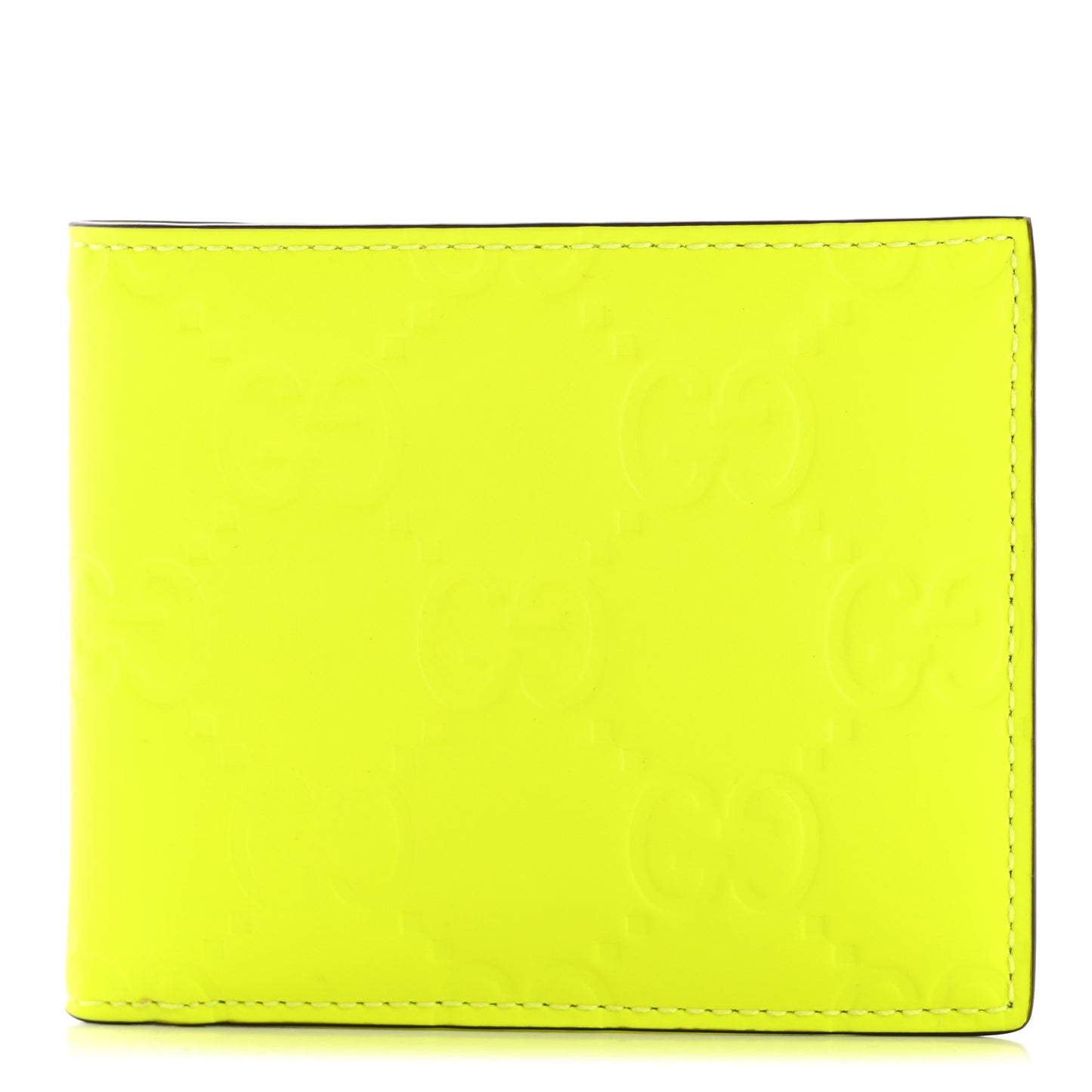 Rubber Effect GG Embossed Bi-Fold Wallet Fluorescent Yellow