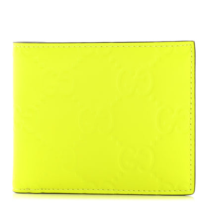 Gucci Rubber Effect GG Embossed Bi-Fold Wallet Fluorescent Yellow 1 of 9