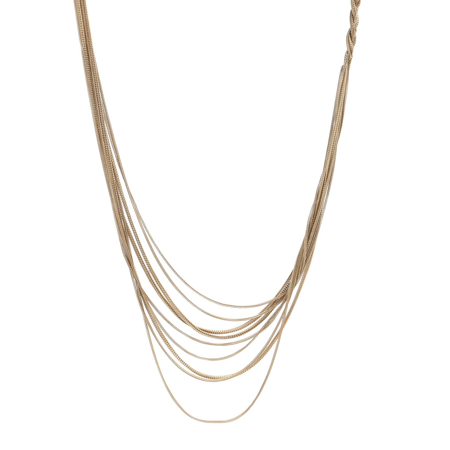 Braided Multi Strand CC Long Necklace Gold