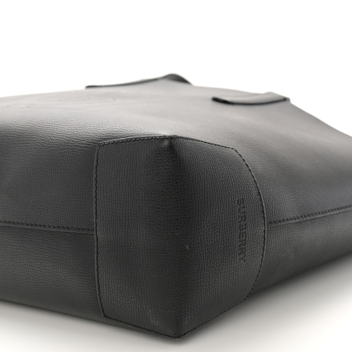 Calfskin TB Motif Embossed Medium Tote Black