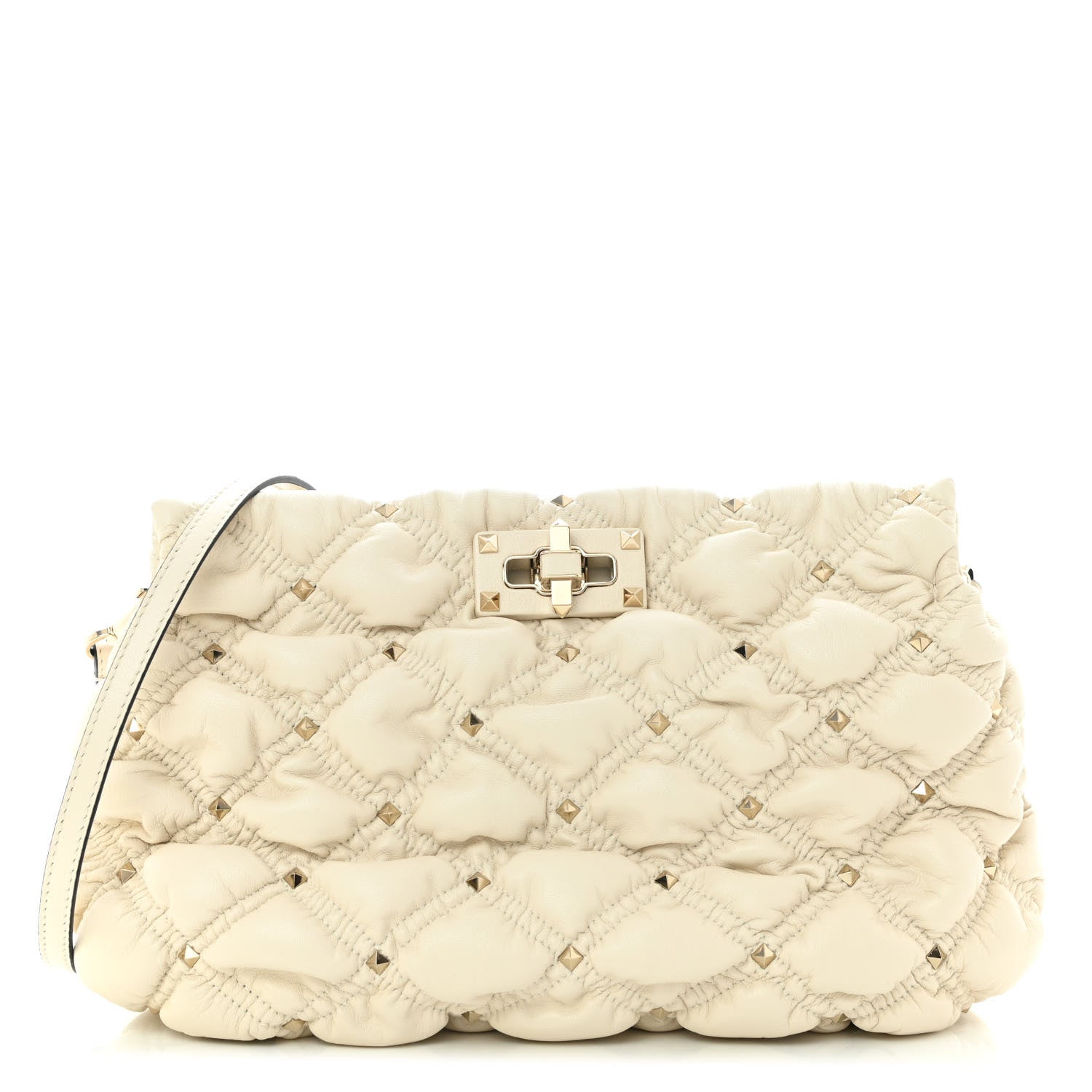 Valentino Garavani Nappa Spikeme Clutch Ivory 1 of 9