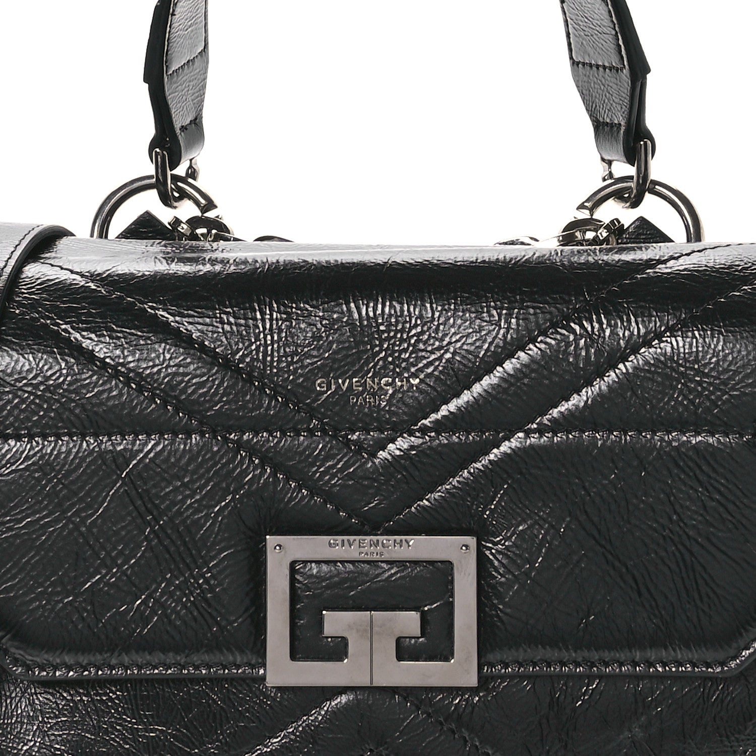 Givenchy Creased Patent Calfskin Small ID Flap Black 8 of 10
