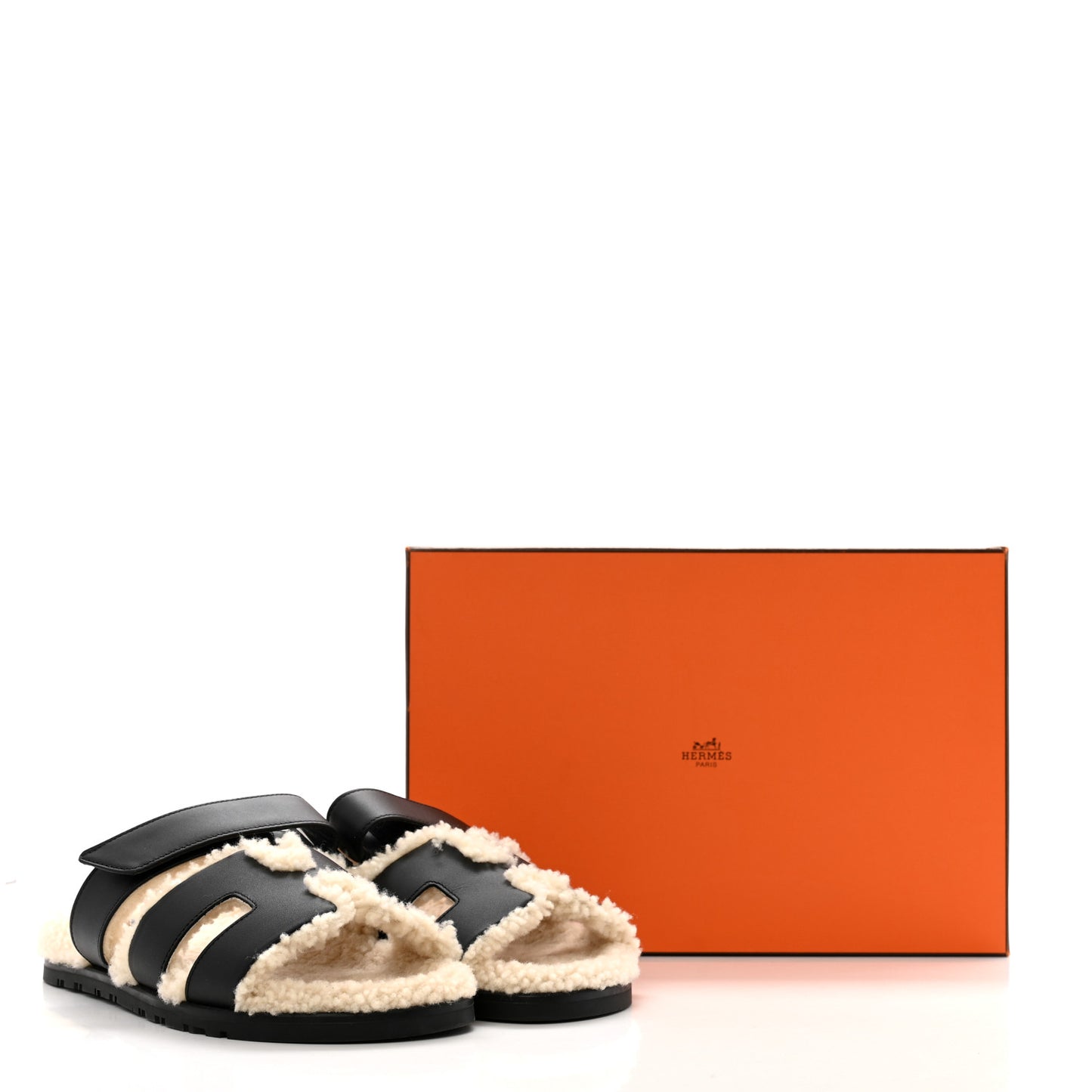 Calfskin Woolskin Chypre Sandals 37 Black Ecru