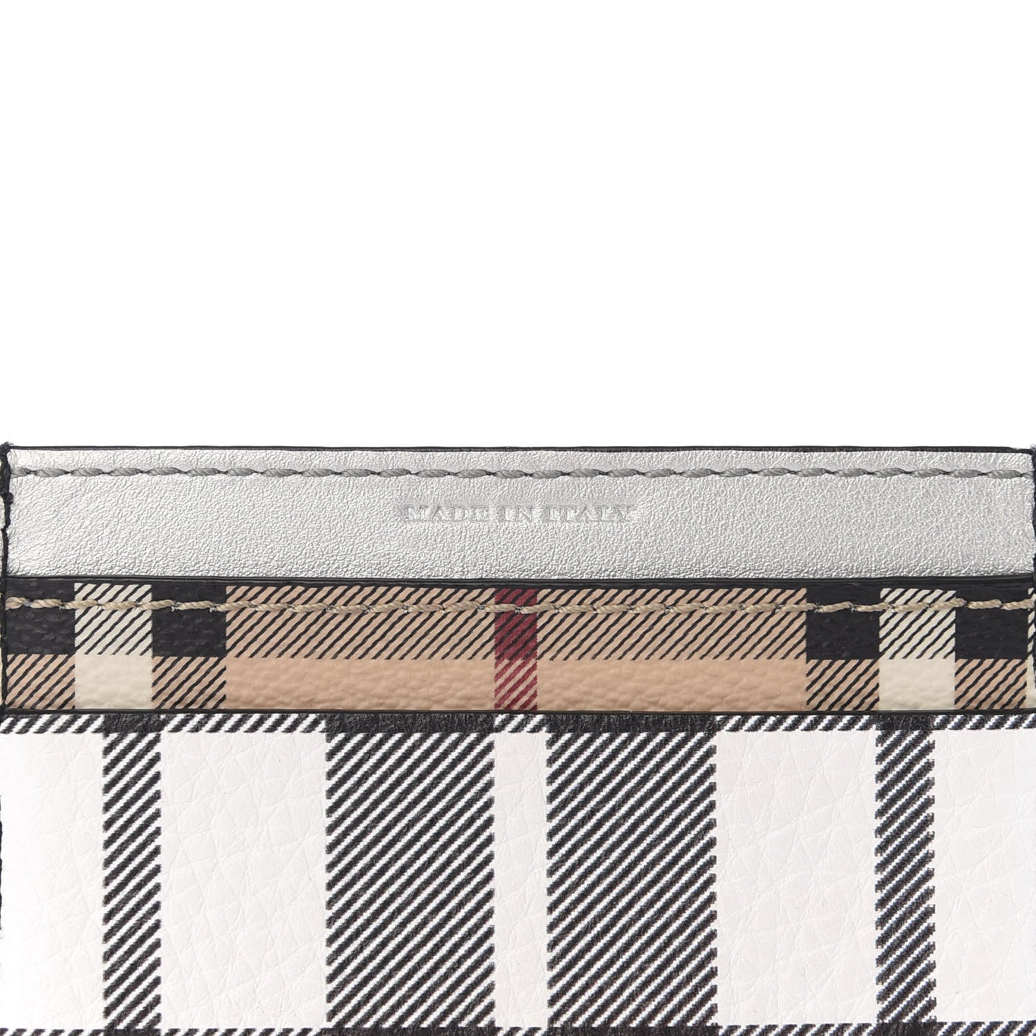 Burberry Calfskin Haymarket Check Cat Applique Card Case Black White 5 of 5
