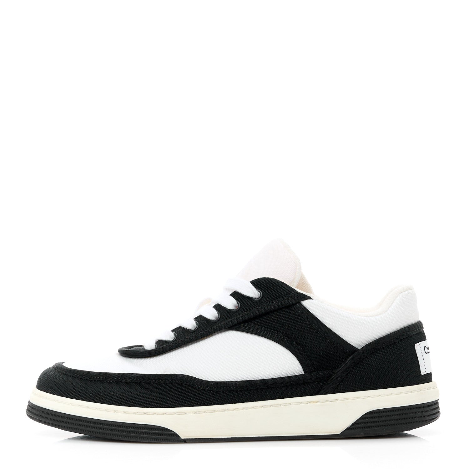Chanel Fabric Womens Logo Sneakers 36.5 Black White 1 of 10