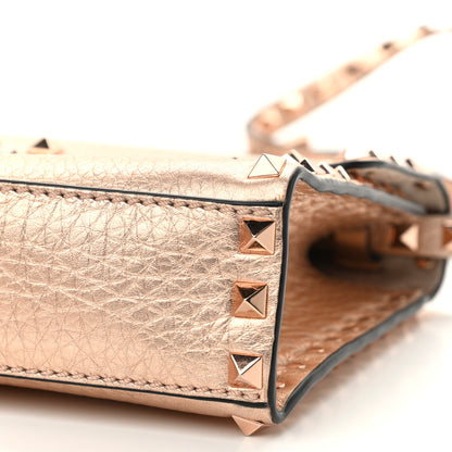 Valentino Garavani Metallic Pebbled Calfskin Medium Rockstud Flip Lock Crossbody Bag Rame 10 of 10