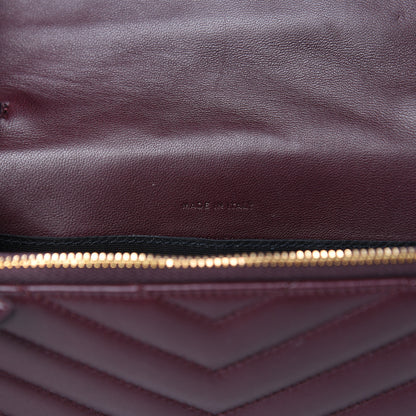 Saint Laurent Nappa Matelasse Chevron Monogram Chain Wallet Amaranto 6 of 9