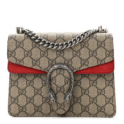 Gucci GG Supreme Monogram Suede Mini Dionysus Shoulder Bag Beige Ebony Vulcanic Red 1 of 14