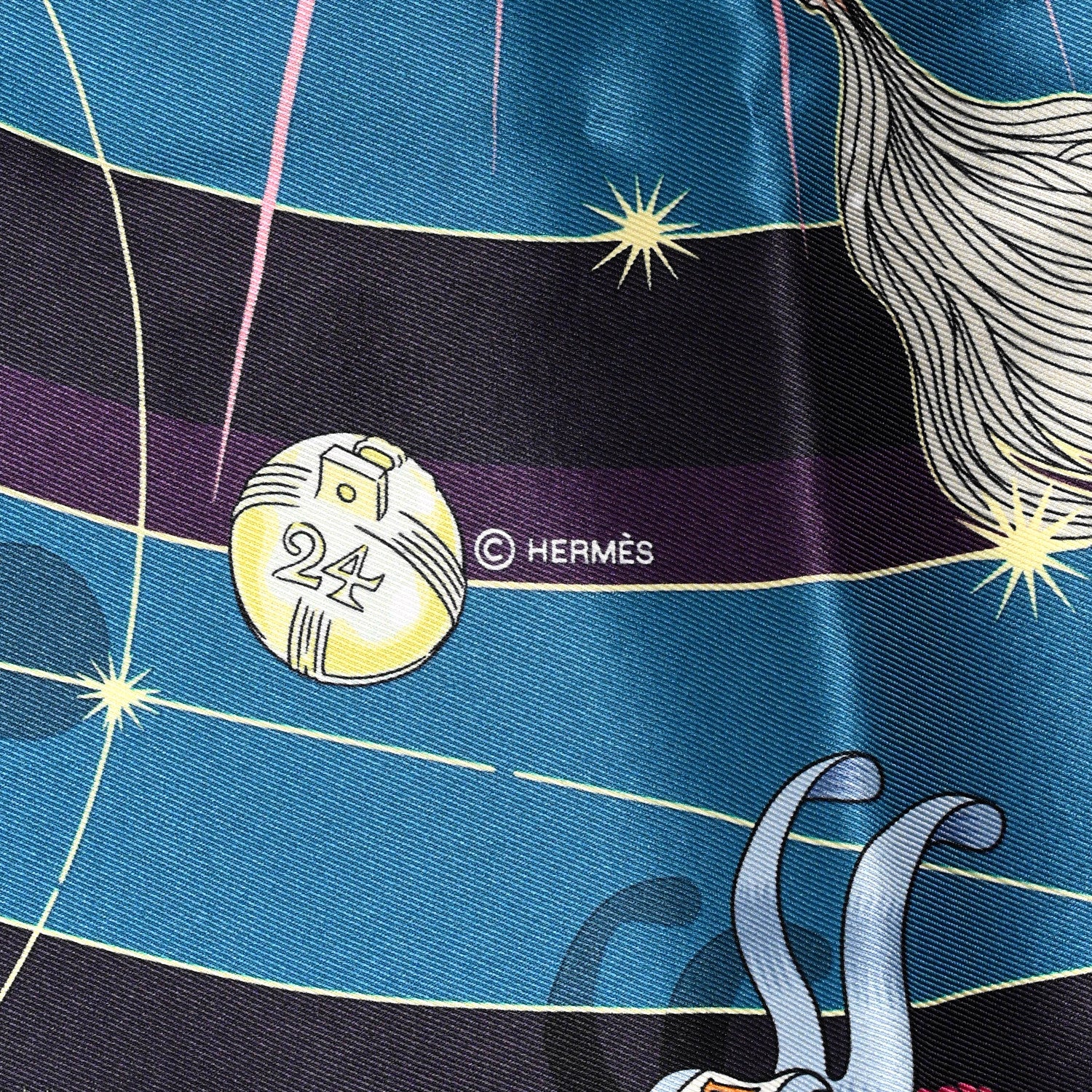 Hermes Silk Chorus Stellarum Scarf 70 Rose Bleu Cobalt 4 of 5